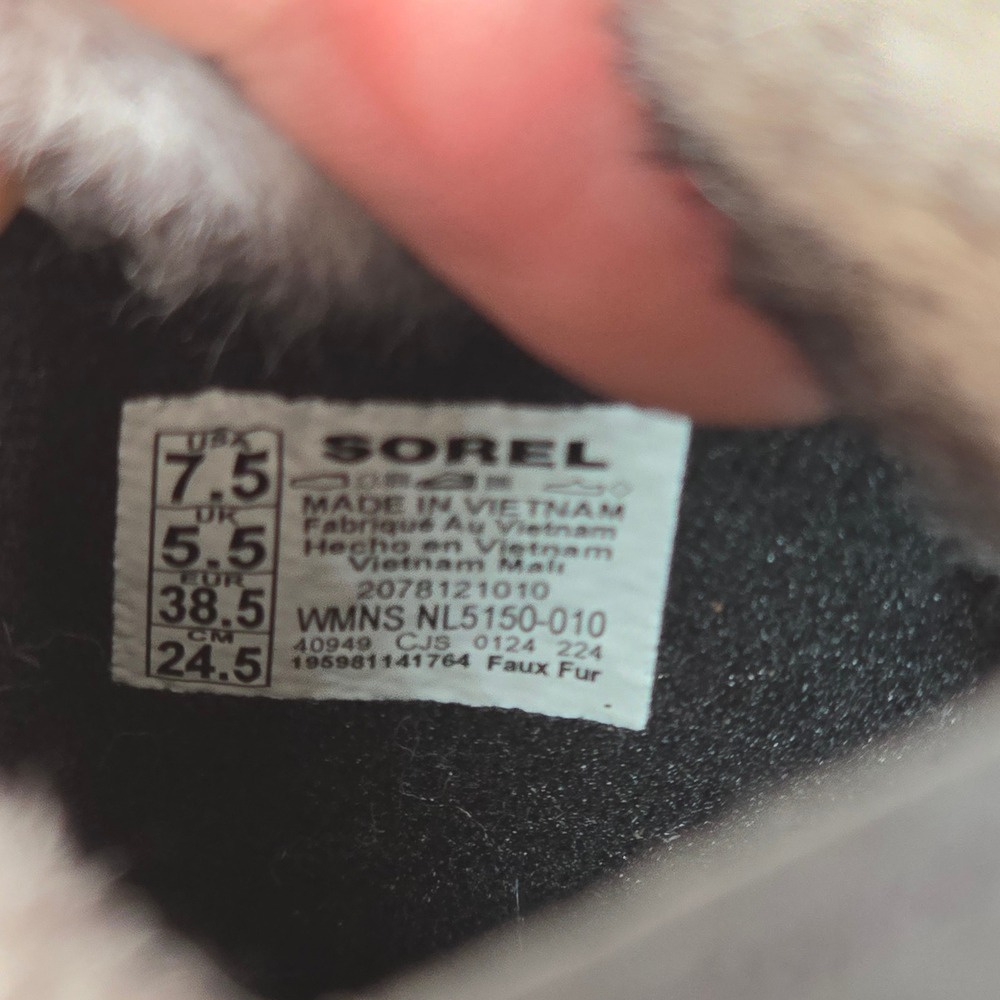 Sorel Ona Ave Mule Black Sea Salt Leather‎ Faux Fur Platform Clog NL5150-010 7.5 - Picture 8 of 8
